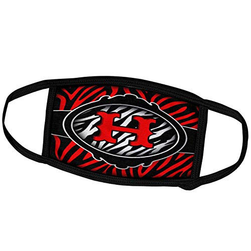 3dRose Wicked Red Zebra Initial Letter H _ Face Covers _fc_102895_2_