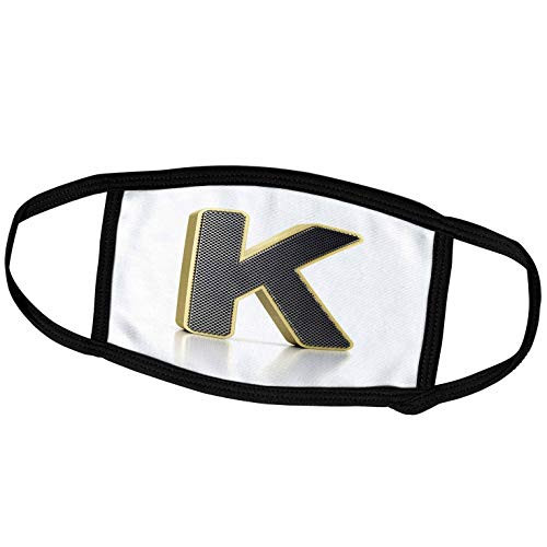 3dRose Monogram Letter K in Golden Metal with Perforated Front in Gray _ Face Covers _fc_157997_3_
