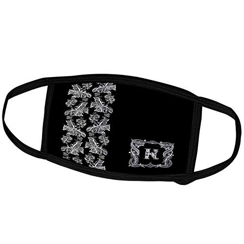 3dRose Monogram Initial K in White Lace Over Black Background _ Face Covers _fc_238732_3_