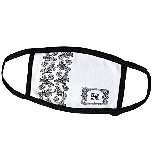 3dRose Monogram Initial K in Black Lace with Butterfly Detail _ Face Covers _fc_239010_2_