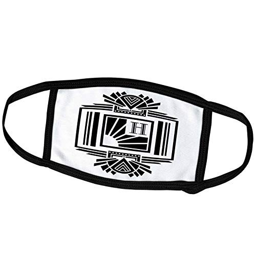 3dRose Monogram Letter H_ Black on White Art Deco Initial _ Face Covers _fc_241159_1_ 3dRose Monogram Letter H_ Black on White Art Deco Initial _ Face Covers _fc_241159_1_