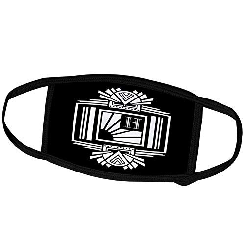 3dRose Art Deco Monogram Letter H_ White on Black Background _ Face Covers _fc_241185_3_ 3dRose Art Deco Monogram Letter H_ White on Black Background _ Face Covers _fc_241185_3_
