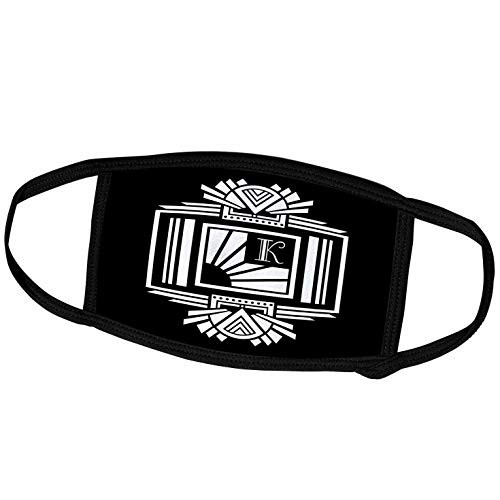 3dRose Art Deco Monogram Letter K_ White on Black Background _ Face Covers _fc_241188_3_ 3dRose Art Deco Monogram Letter K_ White on Black Background _ Face Covers _fc_241188_3_