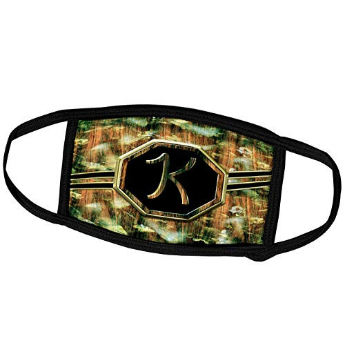 3dRose Elegant Camouflage Monogram Letter K Faux Gold Wood Grain Image _ Face Covers _fc_242340_3_
