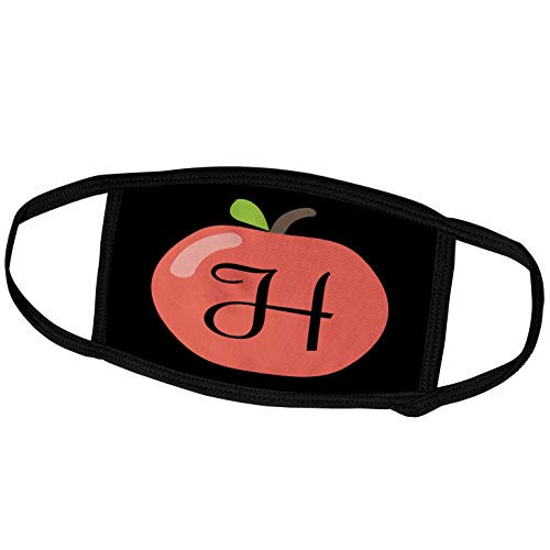 3dRose Monogram Letter H Inside a red Apple on a Black Background. _ Face Covers _fc_324757_1_