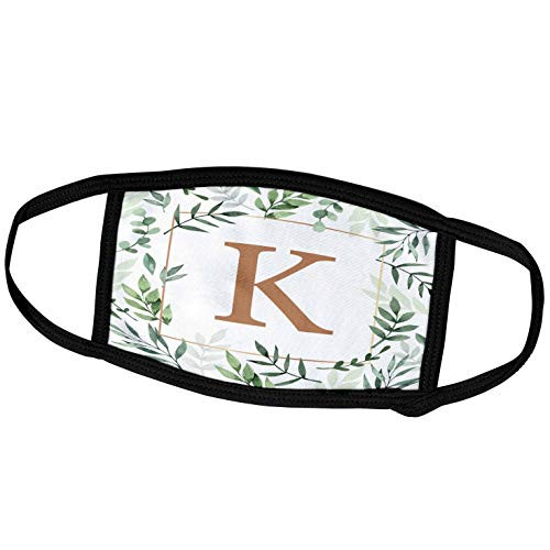3dRose Monogram Initial Letter K in Gold Framed in Leaves and a Gold. _ Face Covers _fc_336852_3_