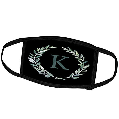 3dRose Wreath with Monogram Initial Letter K in Green on Black. _ Face Covers _fc_337367_3_