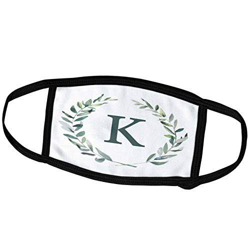 3dRose Wreath with Monogram Initial Letter K in Green on White. _ Face Covers _fc_337393_3_
