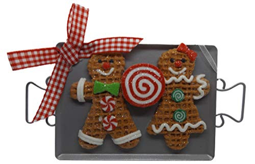 On Holiday Gingerbread Cookie Sheet B Gingerbread Boy and Girl Cookies with Peppermint Swirl Candy Christmas Tree Ornament