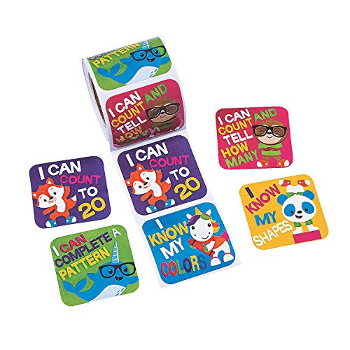Fun Express Prek K Math Goals Roll Stickers _ 1 Piece _ Educational and Learning Activities for Kids