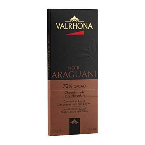 Valrhona _ Gourmet Dark Chocolate Bars _ ARAGUANI_ 2.46oz _Pack of 1_ _ 72 Percent  CACAO _ Kosher _ Perfect for baking or snacking.