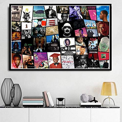 MITAKU J Cole Poster Prints Rap Music Star NWA Big J Cole Drake Collage Hip Hop Albums Painting Art Wall Pictures for Living Room Home Decor Frameless