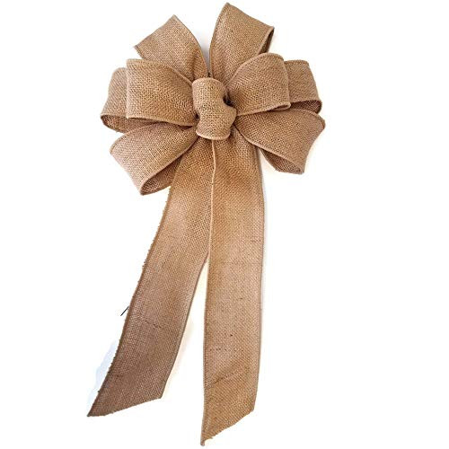 10 inch  Natural Burlap Wired Wreath Bow