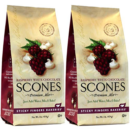 Sticky Fingers Bakeries_ English Scone Mix_ Raspberry White Chocolate_ Just Add Water_ Mix_ and Bake. Makes 12 Scones _Pack of 2_