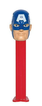 2015 Captain America Pez Dispenser in Cello Bag with 2 Rolls of Candy