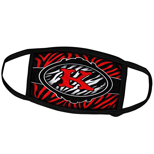 3dRose Face Cover Medium_ Wicked Red Zebra Initial Letter K