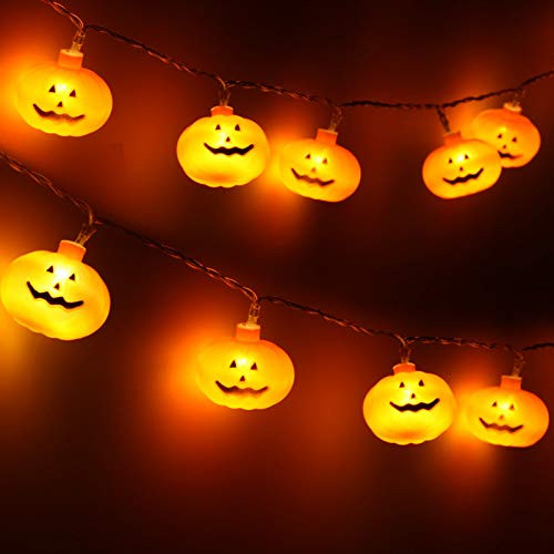 Halloween Pumpkin Lantern String Lights Jack_O_Lantern Orange Pumpkin Lights 20 LED Battery Powered Holiday String Lights for Halloween Party Christmas Gift Parties Garden Decoration