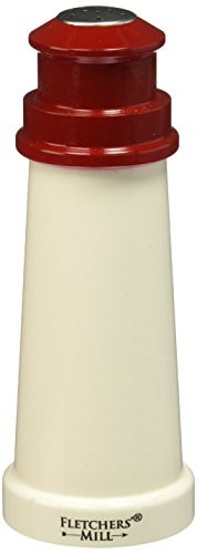 Fletchers' Mill Lighthouse Salt Shaker, White/Red - 6 Inch