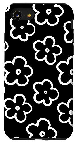 iPhone SE _2020_   7   8 Cute Flower Pattern Wildflower Black and White Floral Case