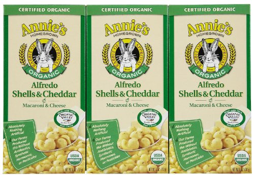 Annie's Homegrown Organic Macaroni and Cheese_Alfredo Shells and Cheddar_6 Oz_3 Pack