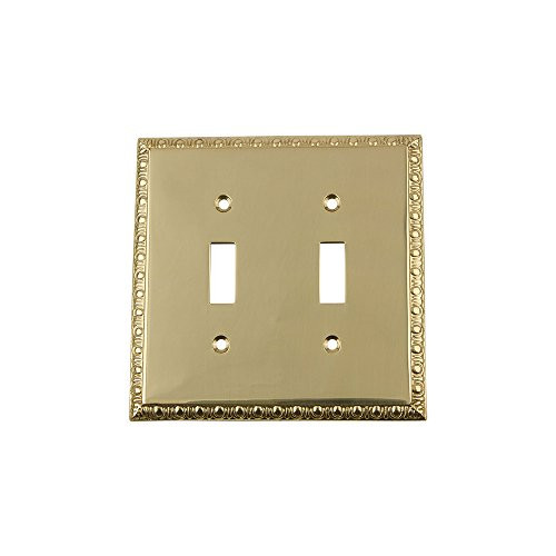 Nostalgic Warehouse 719975 Egg & Dart Switch Plate with Double Toggle Polished Brass