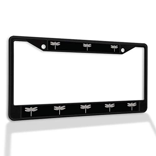 Chawuux Metal Insert License Plate Frame Dragon Fly B Weatherproof Car Accessories Black 2 Holes Solid Insert