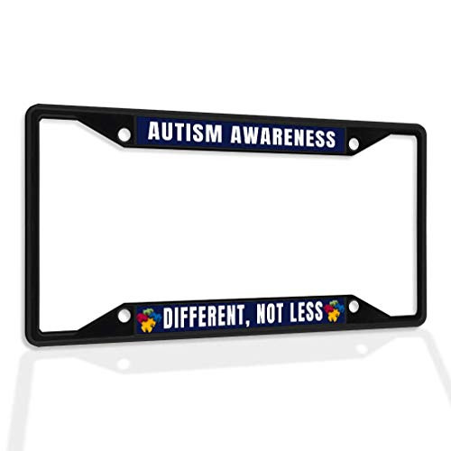 Chawuux Metal Insert License Plate Frame Autism Awareness Different_ No Less B Weatherproof Car Accessories Black 4 Holes Solid Insert