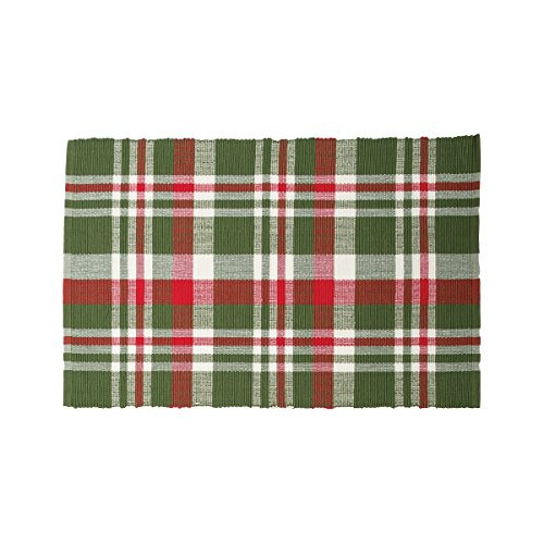 C and F Home Owen Plaid Single Cotton Reversible Machine Washable Placemat Rectangular Placemat Owen Green Plaid
