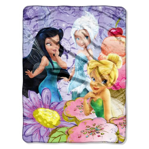 Disney's Tink & Fairies, "Fairy Treat" Micro Raschel Throw Blanket, 46" x 60", Multi Color