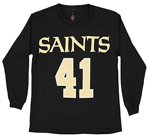 NFL Youth Boys New Orleans Saints Alvin Kamara Long Sleeve Mainliner Tee_ Black _Medium _10_12__