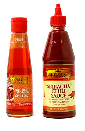 Lee Kum Kee Chili Oil 7 FL Oz And Lee Kum Kee Sriracha Chili Sauce 18 FL Oz Combination