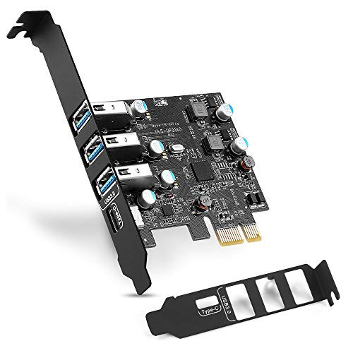 PCI_E USB C Card 4_Ports_1x USB_C _ 3X USB_A_ USB 3.0 Expansion Card_Internal Converter for Desktop PC Host Card_Support Windows 10 8 7 XP and MAC OS 10.8.2 Above