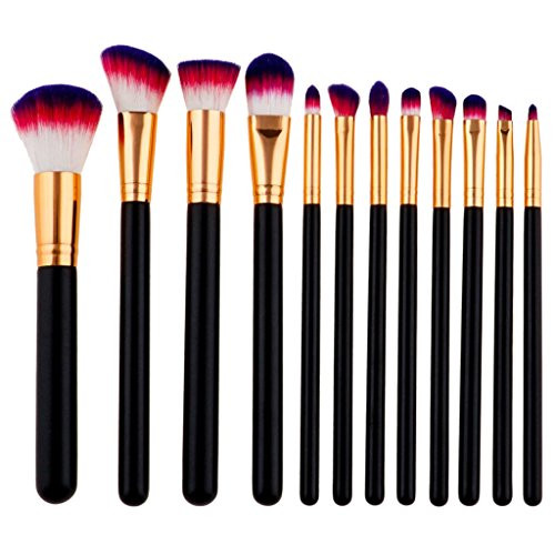 CUTICATE 12Pcs Eyeshadow Blending Makeup Brush Kit Powder Foundation Eyeliner Brushes _  C