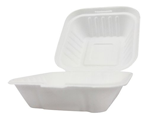 Clamshell Hinged Box Containers To Go Take Out Food Restaurant Case Disposable Boxes 6x6 100 Count