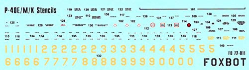 Decals 1/48 Stencils for Curtiss P-40 E/ M K Military Aviation Foxbot 48-011 