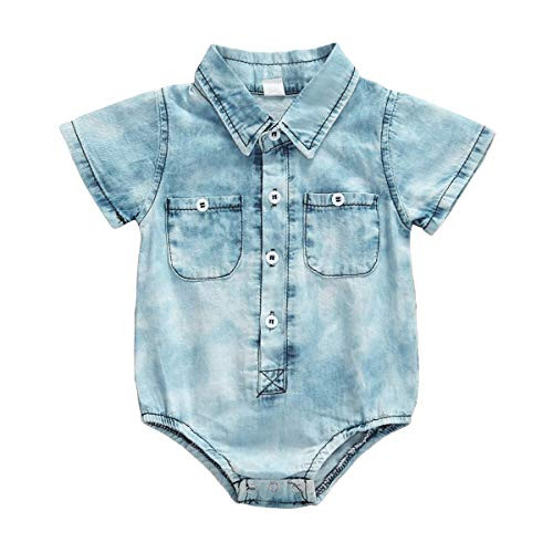 Baby Boys Girls Shirts Denim Button_Down T_Shirt Toddler Long Sleeve Plaid Top 0_7T _6_9 Months_ 4 Denim Shirt_