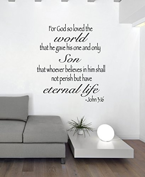Bible Verse Wall Decor _ For God So Loved The World _ John 3 6 _ Christian Vinyl Decals For Home or Church Decoration