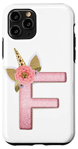 iPhone 11 Pro Monogram Unicorn Letter First Name Initial F Case