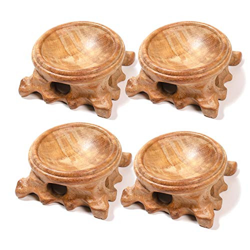 Wooden Stand for Crystal Sphere Quartz Ball Orb Holder Egg Base Hollow Wood Stand Globe Stone Decor Display _F_4cm_4PCS_