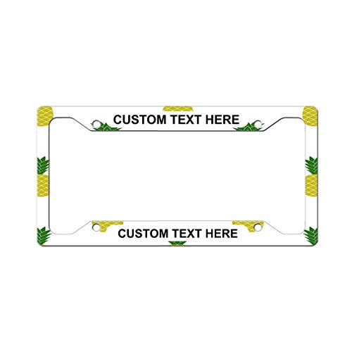 Custom License Plate Frame Pineapple Seamless Pattern Style B Aluminum Cute Car Accessories Wide Top Personalized Text Here One Frame