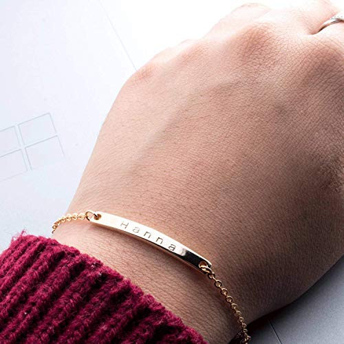 Customized Name Bar bracelet Hand stamped Gold Silver Rose Gold plated Dainty Personalized Bar Birthday Christmas Bridesmaids Gift Wedding Customized Name Bar bracelet Hand stamped Gold Silver Rose Gold plated Dainty Personalized Bar Birthday Christmas Bridesmaids Gift Wedding