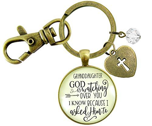 Gutsy Goodness Granddaughter Keychain He is Watching Over You From Grandma Faith Jewelry Gutsy Goodness Granddaughter Keychain He is Watching Over You From Grandma Faith Jewelry