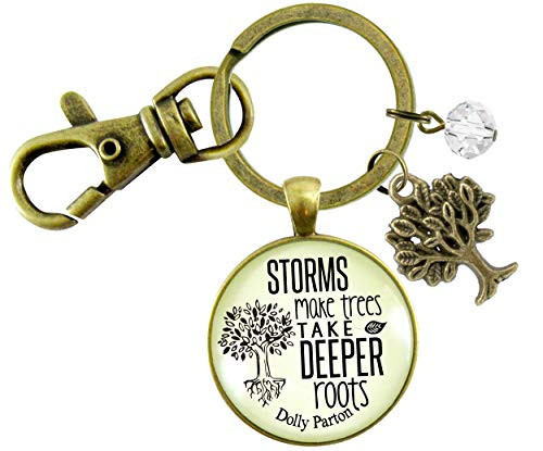 Gutsy Goodness Storms Make Trees Keychain Inspired Life Quote Rustic Positive Attitude Jewelry Encourage Gift