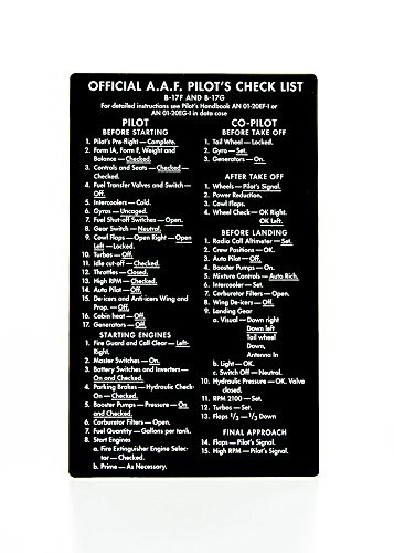 Reproduction Boeing B_17 Flying Fortress Checklist on Aluminum