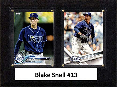 C and I Collectables MLB Tampa Bay Rays Mens 68SNELLMLB 6 inch x8 inch  Blake Snell Tampa Bay Rays Two Card Plaque_ Brown_ N A