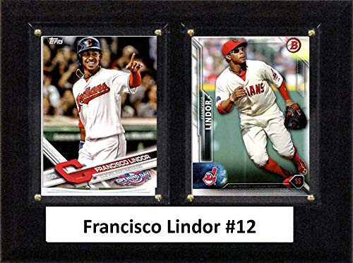 C and I Collectables MLB Cleveland Indians Mens 68LINDORMLB 6 inch x8 inch  Francisco Lindor Cleveland Indians Two Card Plaque_ Brown_ N A