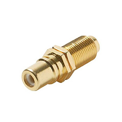 Single F Female to RCA Female Coupler WHITE BAND Gold Plate Adapter Connector Insert Wall Plate Coaxial to RCA Female Plug Jack 1 Component Connector