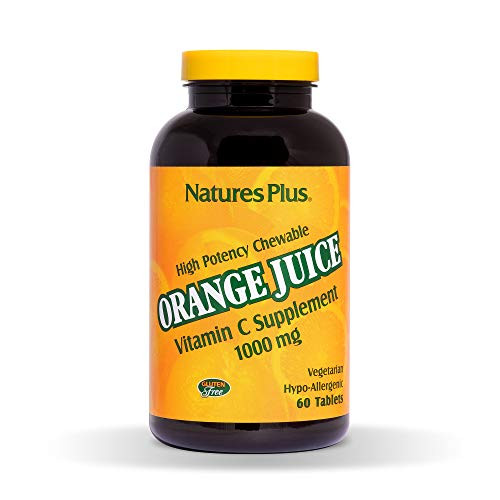 NaturesPlus Orange Juice Chewable Vitamin C _ 1000 mg_ 60 Vegetarian Tablets _ High Potency Immune Support Supplement_ Antioxidant _ Gluten_Free _ 60 Servings