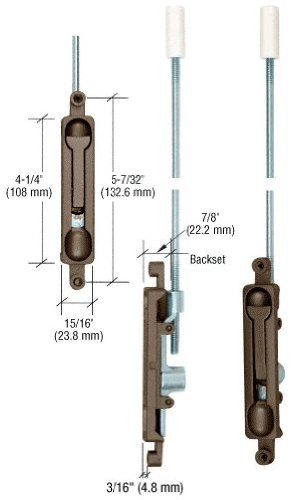 C.R. LAURENCE DL2210DU316 CRL Dark Bronze 3 16 inch  Offset Flush Bolt