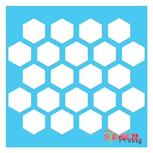 Honeycomb Stencil Template Best Vinyl Large Stencils for Painting on Wood_ Canvas_ Wall_ etc._L _2.5 inch  Each Comb__ Brilliant Blue Color Material